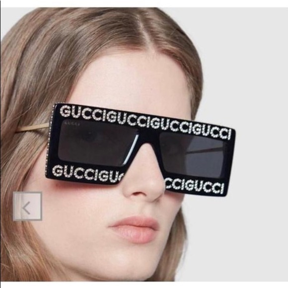 Gucci Accessories - GUCCI  Signature Black Crystal Embellished Unisex Sunglasses